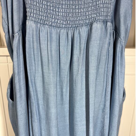 Torrid Tea Length Chambray Button Front Midi Dress Blue Sleeveless Sz 4X Casual - Picture 9 of 16